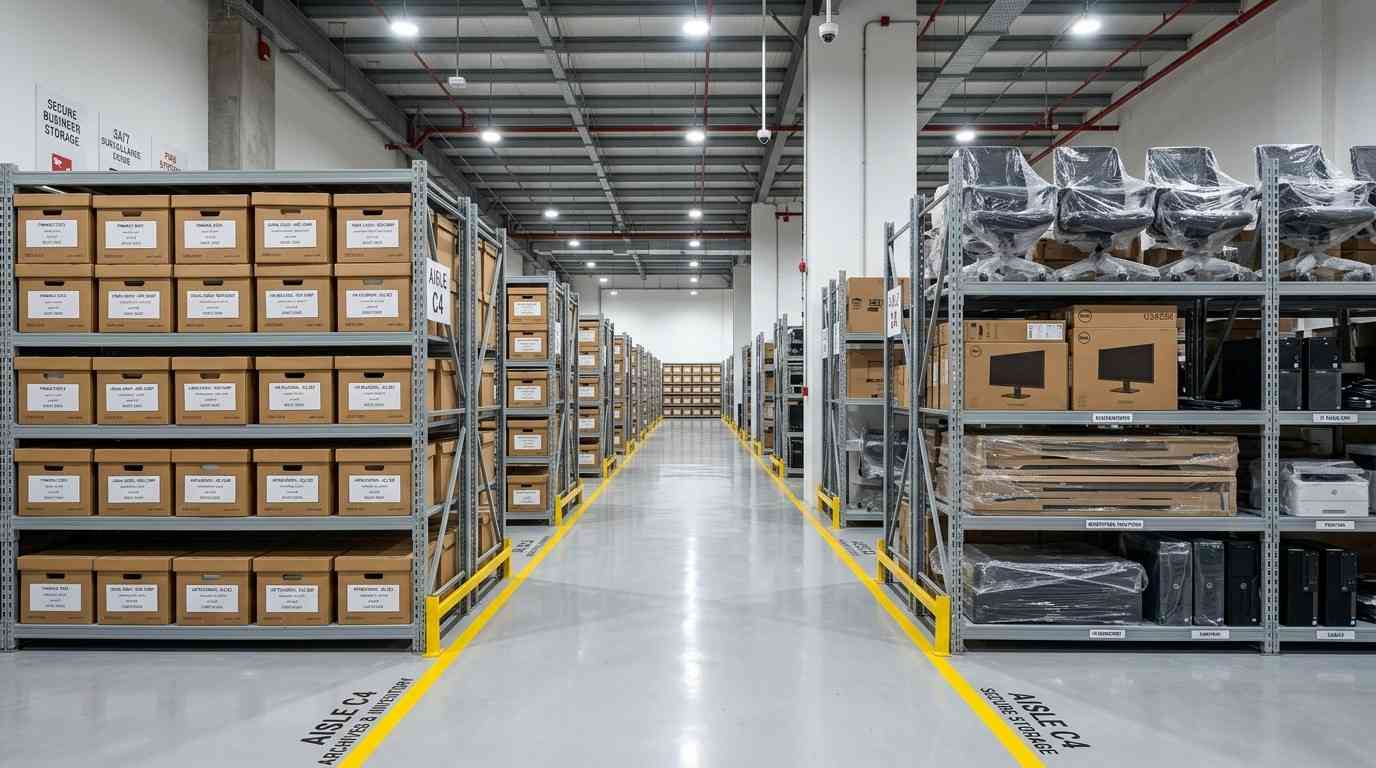Secure Business Storage Services in Dubai by Draft Box Storage for office furniture, business inventory, documents, equipment, and commercial storage needs.