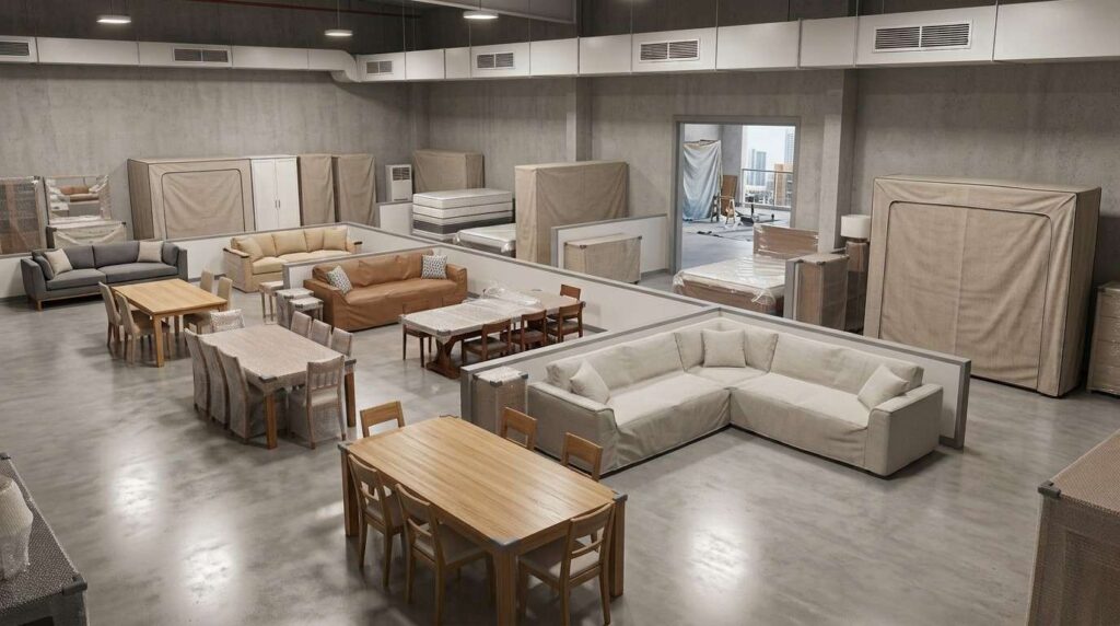 Secure furniture storage facility in Dubai