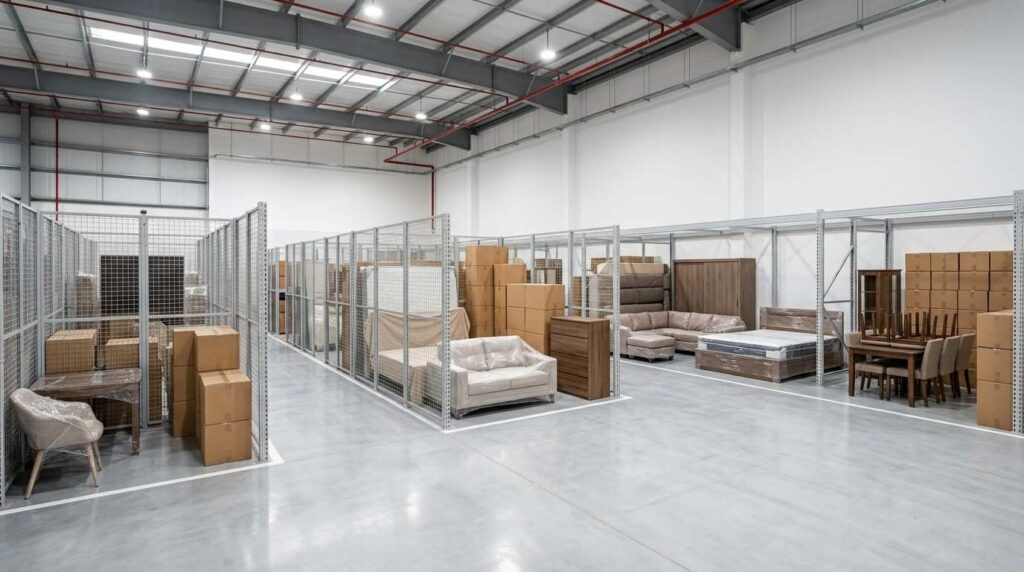 Furniture storage units in Dubai with protected furniture