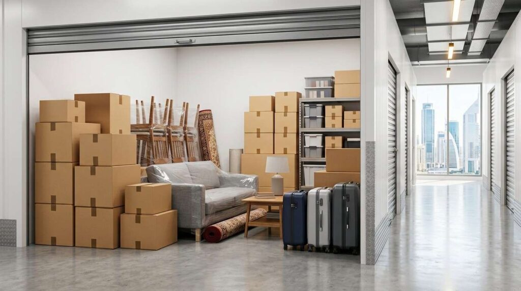 Organized box storage Dubai facility