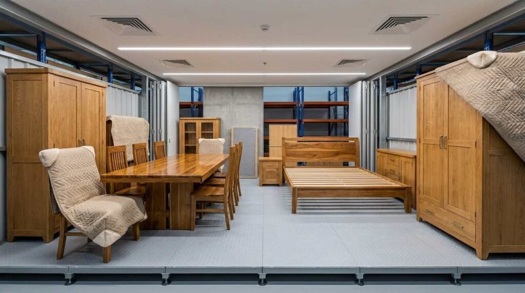 Secure wooden furniture storage in Dubai