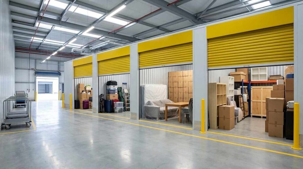 Self storage units Dubai for storing personal belongings, packed boxes, and household items.